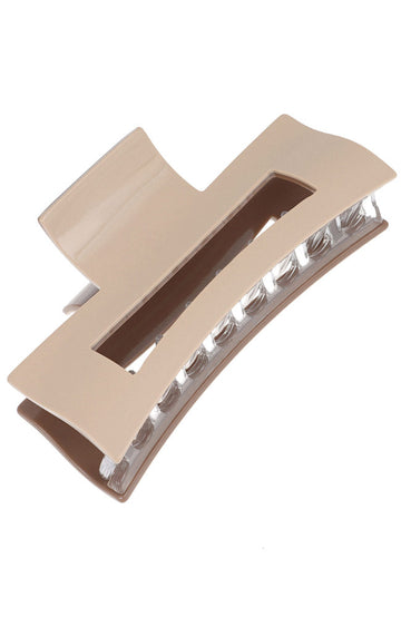 Large Cutout Rectangle Claw Clip - Cappuccino