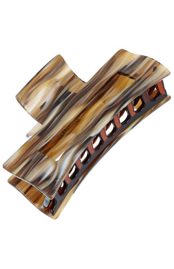 Large Rectangle Cutout Claw Clip - Caramel Swirl