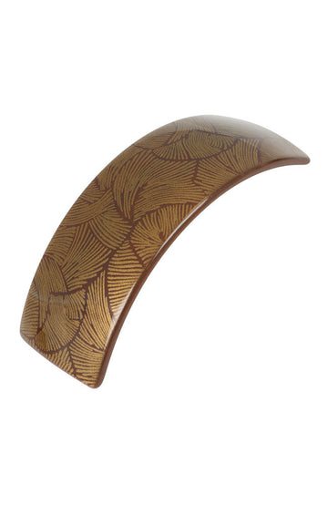 Rectangle Volume Barrette - Gold Fern