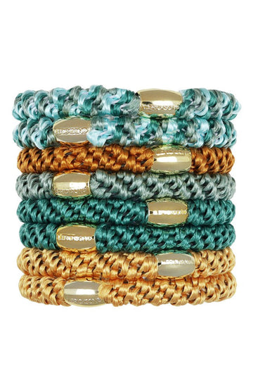 Grab & Go Pony, 8 Pack Hair Ties - Metallic Bead
