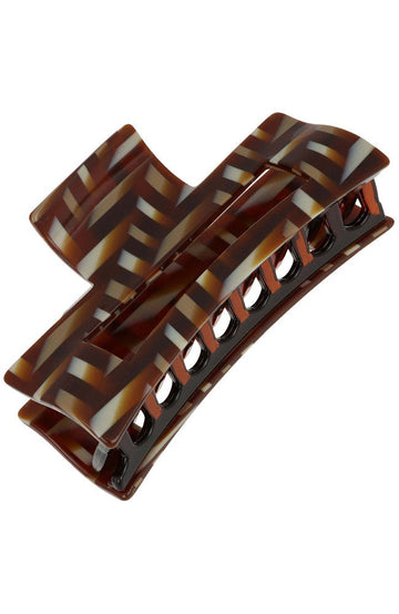 Large Cutout Rectangle Claw Clip - Saddle