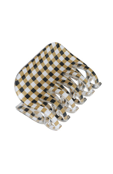 Large Double Tooth Claw Clip - Whiskey Check