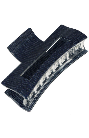 Large Cutout Rectangle Claw Clip - Denim