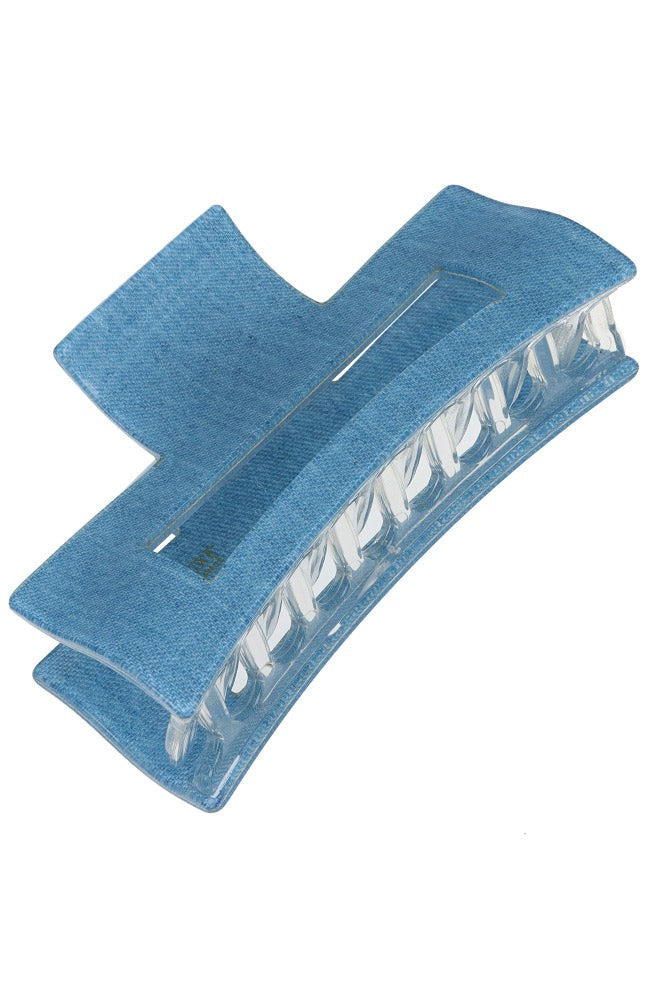 Large Cutout Rectangle Claw Clip - Denim