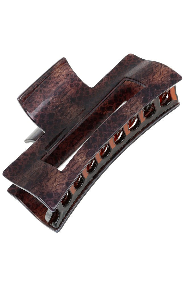 Large Cutout Rectangle Claw Clip - Aztec