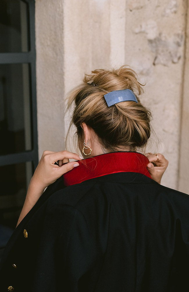 Rectangle Volume Barrette - Denim