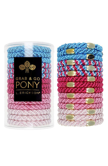 Grab & Go Pony Tube, 15 Hair Ties - Metallic Bead