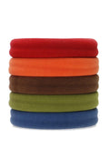 Thick workout hair ties, Colorful Sport Ponytail Pack by L. Erickson. Hair bands include: red, orange, eggplant purple, sage green, slate blue