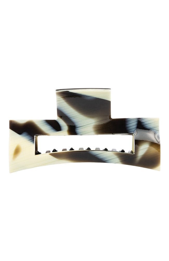 Black & White French Claw Clip with a modern cutout design, Large Cutout Rectangle Jaw by France Luxe