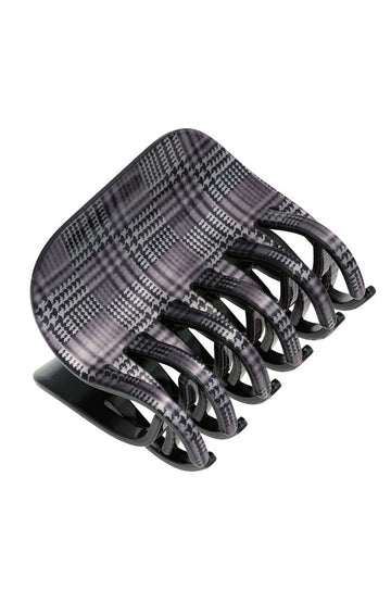 Large Double Tooth Claw Clip - Plaid Black