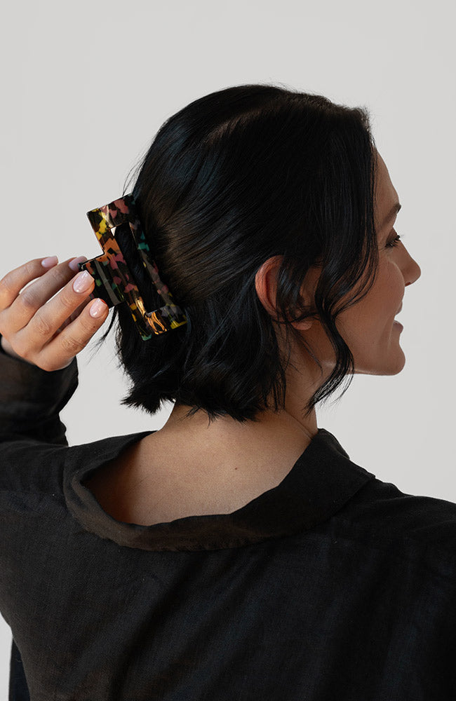 Large Cutout Rectangle Claw Clip - Rainbow Tokyo
