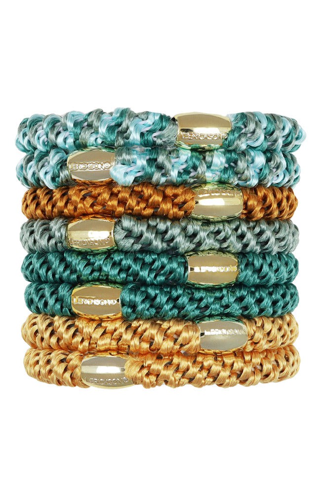 Grab & Go Pony, 8 Pack Hair Ties - Metallic Bead