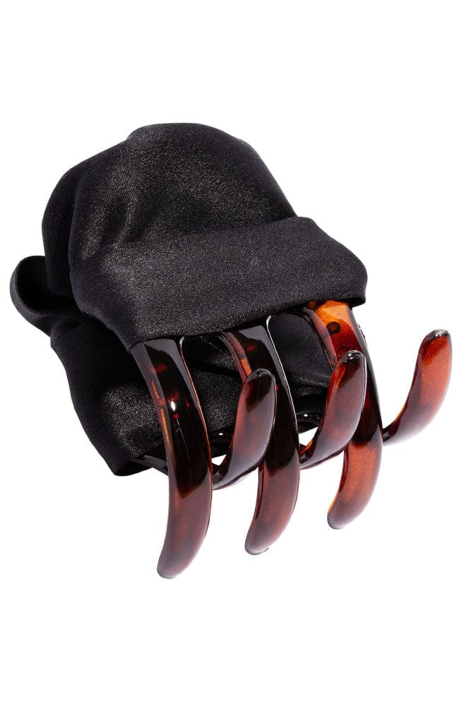L. Erickson USA Large Covered Jaw - Black, Silk Charmeuse